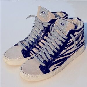P448 Black and Cream Zebra High-Tops